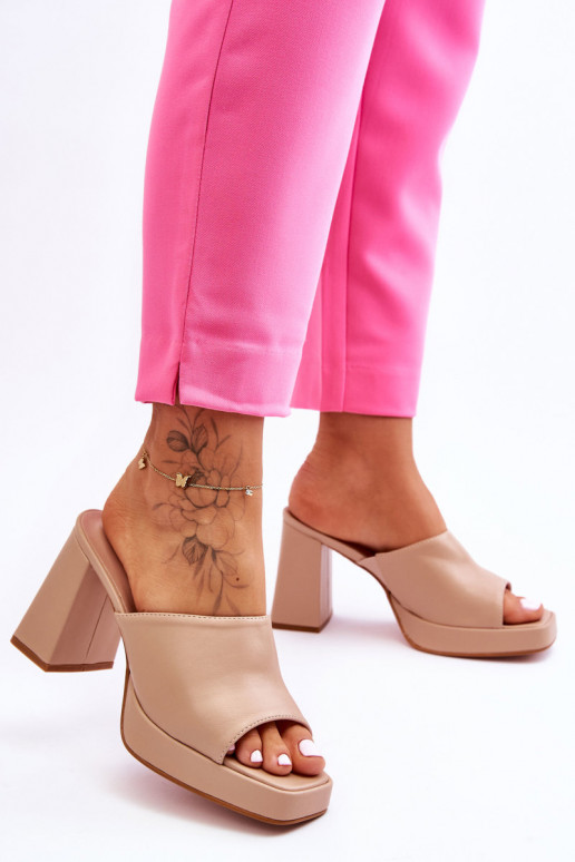 Leather High Heels Beige Livesa Leather High Heels Beige Livesa