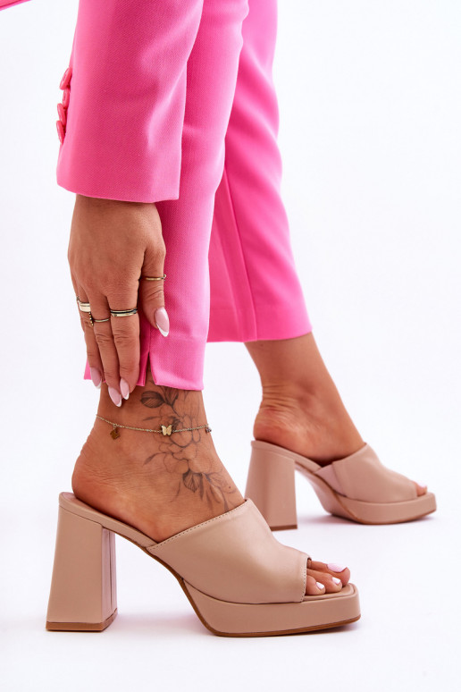 Leather High Heels Beige Livesa Leather High Heels Beige Livesa