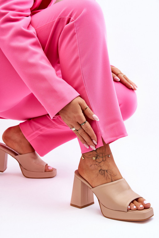 Leather High Heels Beige Livesa Leather High Heels Beige Livesa