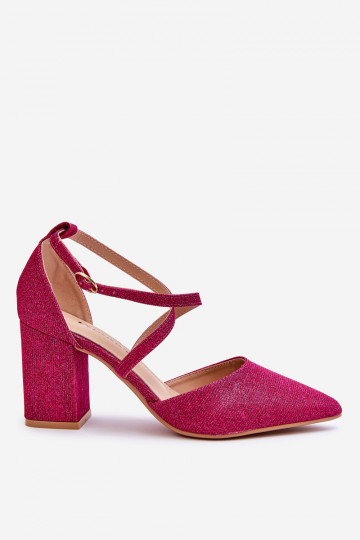 Fashionable Glitter Pumps On Heel Fuchsia Galaxy 2