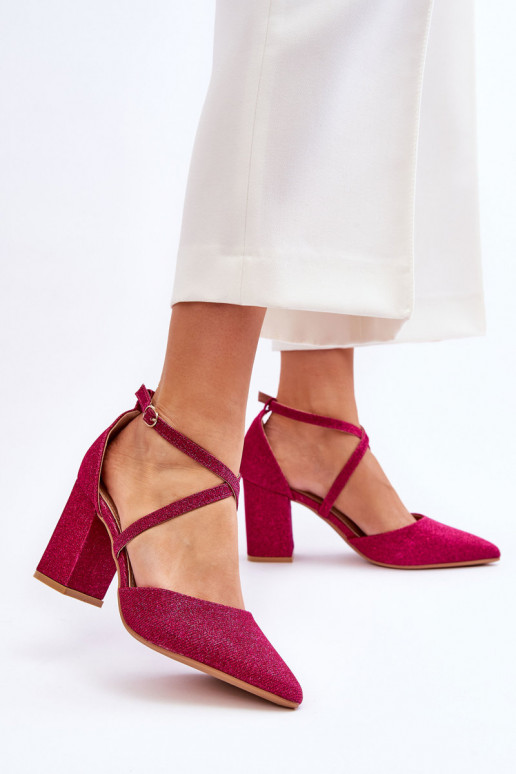 Fashionable Glitter Pumps On Heel Fuchsia Galaxy Fashionable Glitter Pumps On Heel Fuchsia Galaxy