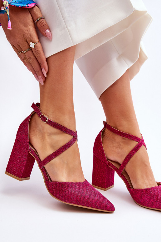 Fashionable Glitter Pumps On Heel Fuchsia Galaxy Fashionable Glitter Pumps On Heel Fuchsia Galaxy