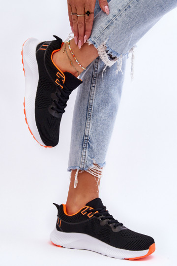 Classic Women's Sport Lace-Up Shoes Black and Orange Darla 2