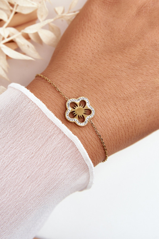 Delicate Women's Bracelet With A Flower Gold Delicate Women's Bracelet With A Flower Gold