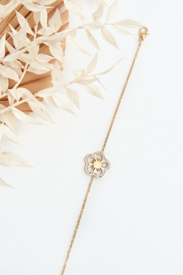 Delicate Women's Bracelet With A Flower Gold 2