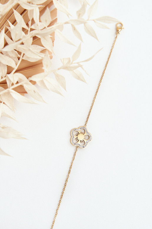 Delicate Women's Bracelet With A Flower Gold Delicate Women's Bracelet With A Flower Gold