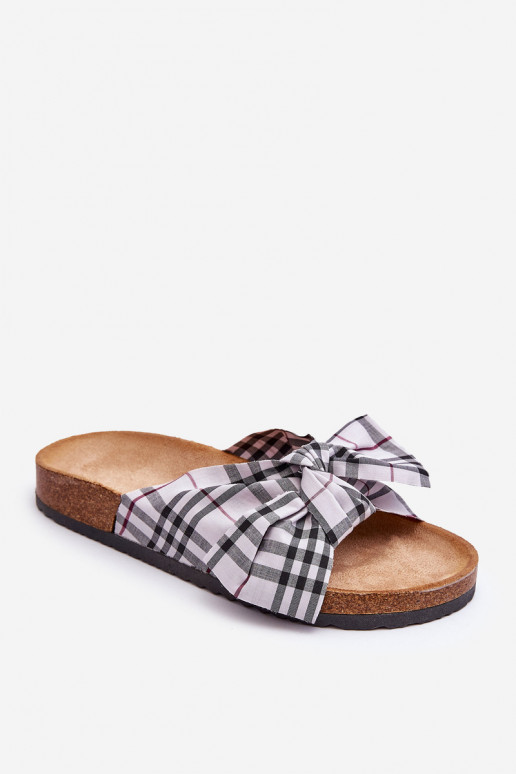 Women's Slides With Bow On The Platform Gray Vero Women's Slides With Bow On The Platform Gray Vero