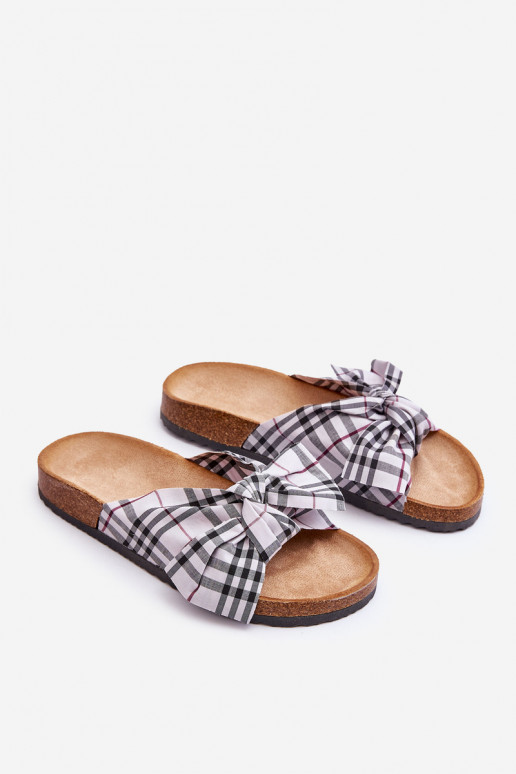 Women's Slides With Bow On The Platform Gray Vero Women's Slides With Bow On The Platform Gray Vero