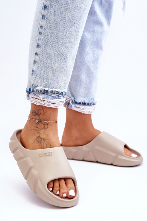 Women's Light Foam Big Star Slippers LL274593 Beige Women's Light Foam Big Star Slippers LL274593 Beige