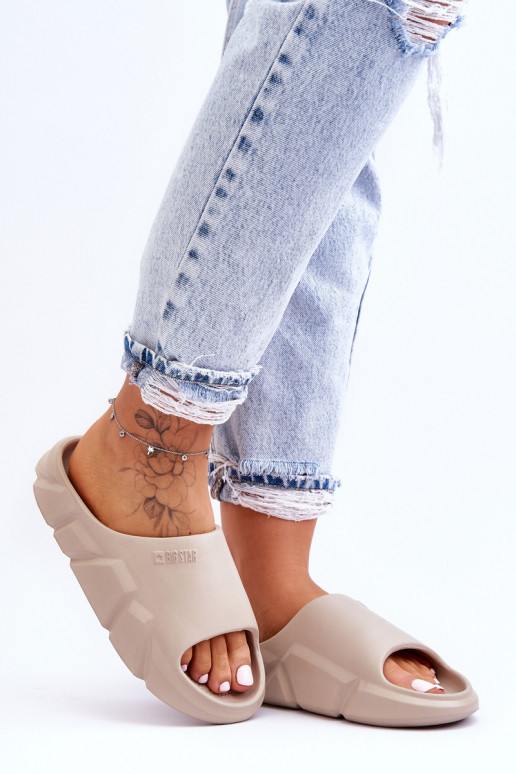 Women's Light Foam Big Star Slippers LL274593 Beige Women's Light Foam Big Star Slippers LL274593 Beige