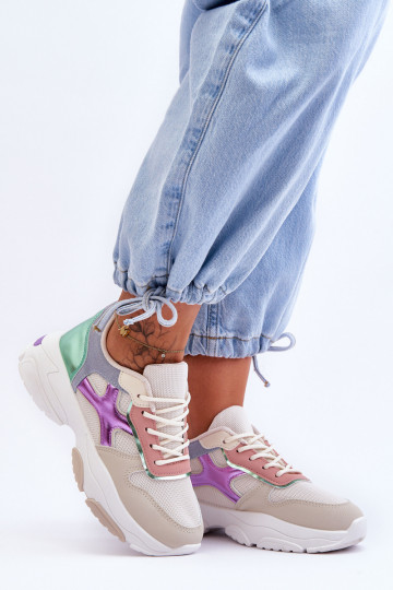 Women's Lace-up Sneakers Beige-green Cortes 2