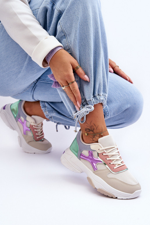 Women's Lace-up Sneakers Beige-green Cortes Women's Lace-up Sneakers Beige-green Cortes