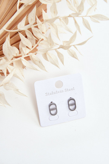 Oval Stud Earrings Silver