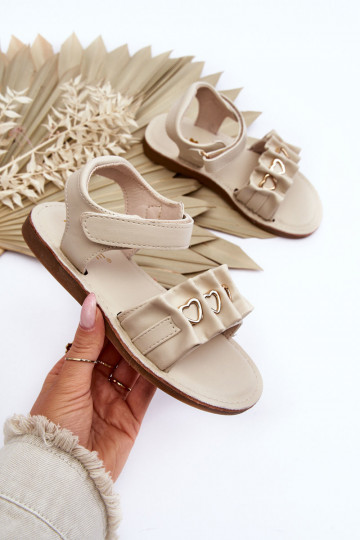Children's Sandals With Velcro Hearts Beige Havana 2