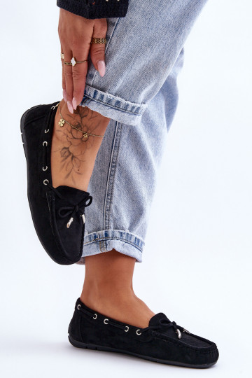 Women's Suede Loafers Black Si Passione 2