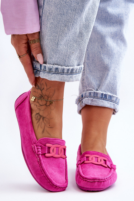 Women's Fashionable Suede Moccasins Pink Rabell Women's Fashionable Suede Moccasins Pink Rabell