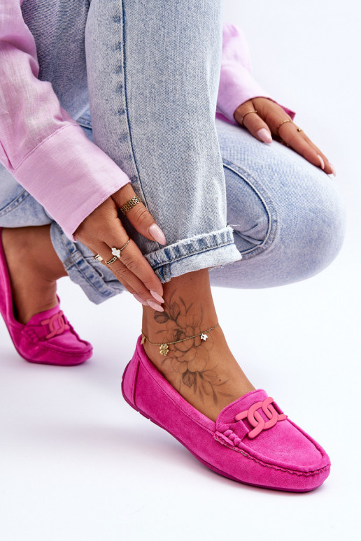 Women's Fashionable Suede Moccasins Pink Rabell Women's Fashionable Suede Moccasins Pink Rabell