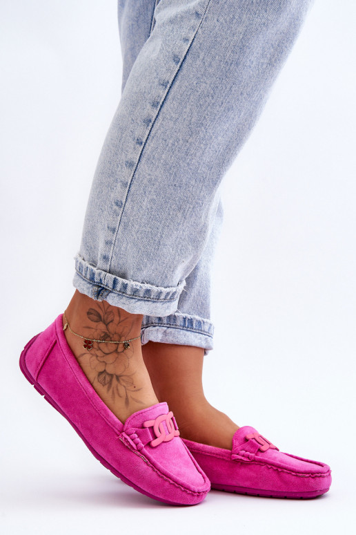 Women's Fashionable Suede Moccasins Pink Rabell Women's Fashionable Suede Moccasins Pink Rabell