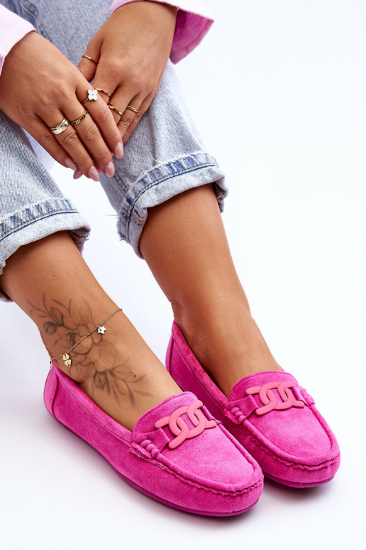 Women's Fashionable Suede Moccasins Pink Rabell Women's Fashionable Suede Moccasins Pink Rabell