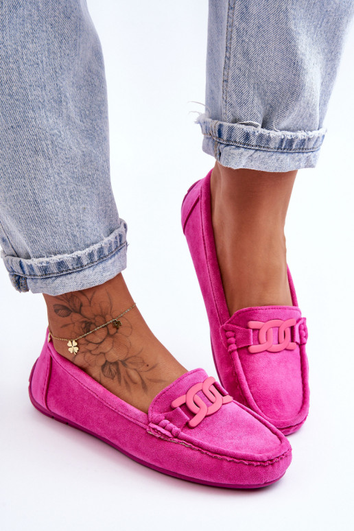 Women's Fashionable Suede Moccasins Pink Rabell Women's Fashionable Suede Moccasins Pink Rabell