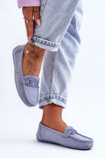 Women's Fashionable Suede Moccasins Blue Rabell 2