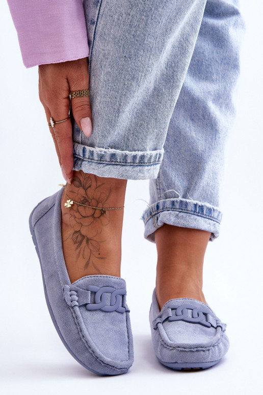 Women's Fashionable Suede Moccasins Blue Rabell