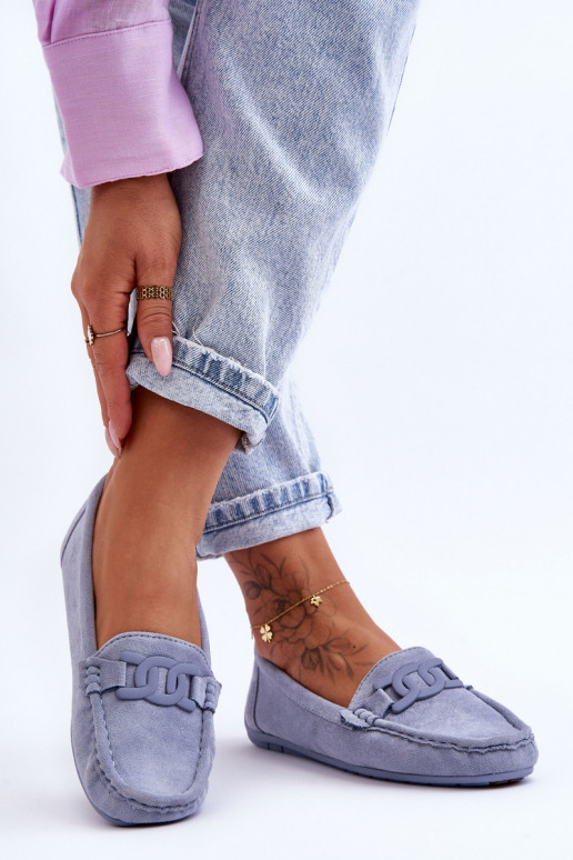 Women's Fashionable Suede Moccasins Blue Rabell