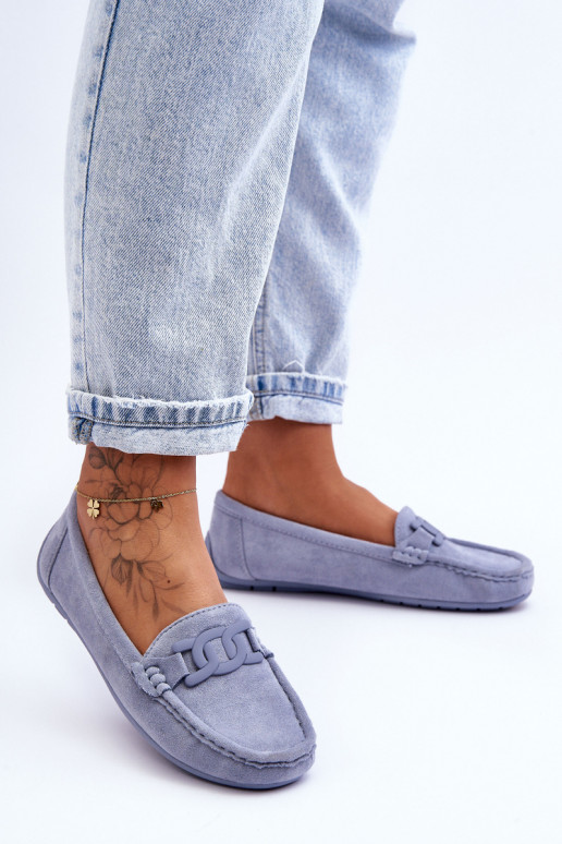Women's Fashionable Suede Moccasins Blue Rabell