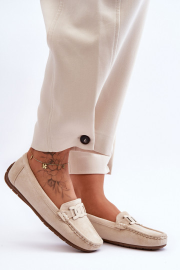 Women's Stylish Suede Moccasins Beige Rabell 2
