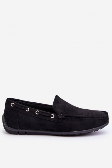 Men's Suede Slip-On Moccasins Black Rayan 2