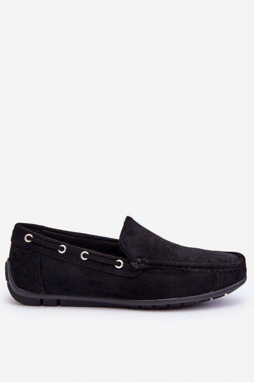 Men's Suede Slip-On Moccasins Black Rayan