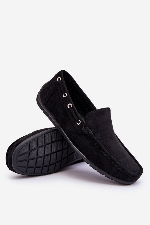 Men's Suede Slip-On Moccasins Black Rayan