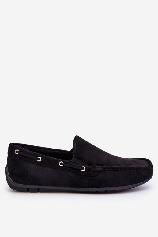 Men's Suede Slip-On Moccasins Black Rayan