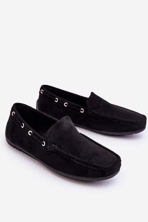 Men's Suede Slip-On Moccasins Black Rayan