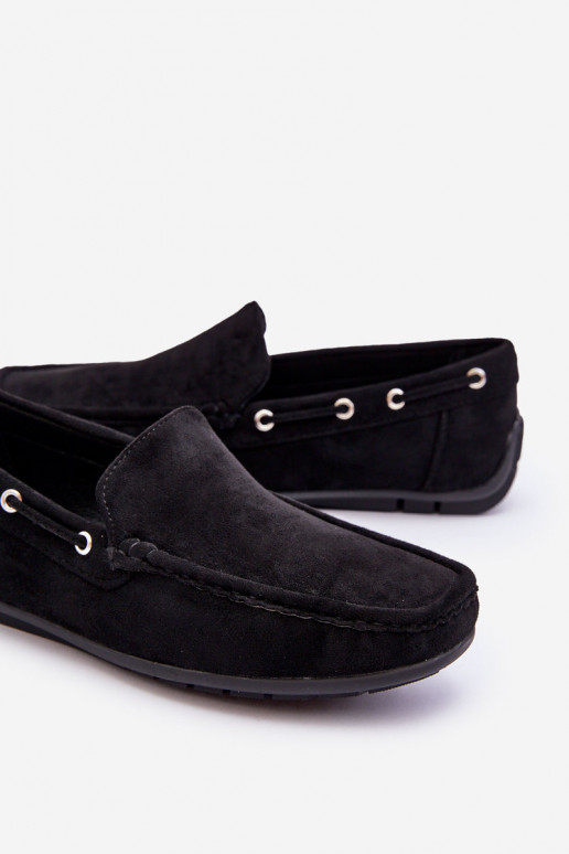 Men's Suede Slip-On Moccasins Black Rayan