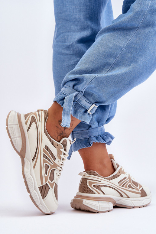 Women's Lace-Up Sports Shoes Beige Emare Women's Lace-Up Sports Shoes Beige Emare