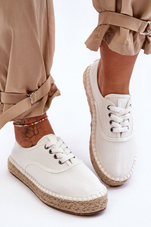 Lace-Up Espadrilles Big Star LL274833 White Lace-Up Espadrilles Big Star LL274833 White