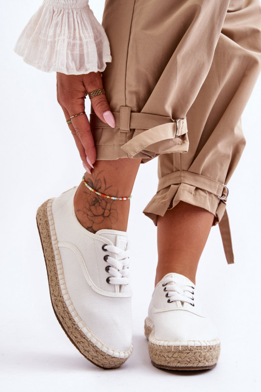Lace-Up Espadrilles Big Star LL274833 White Lace-Up Espadrilles Big Star LL274833 White