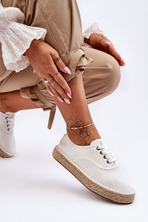 Lace-Up Espadrilles Big Star LL274833 White Lace-Up Espadrilles Big Star LL274833 White