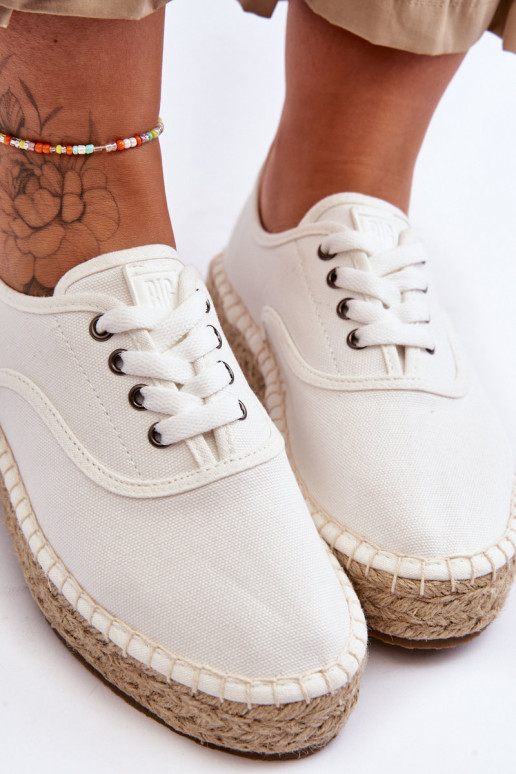 Lace-Up Espadrilles Big Star LL274833 White Lace-Up Espadrilles Big Star LL274833 White
