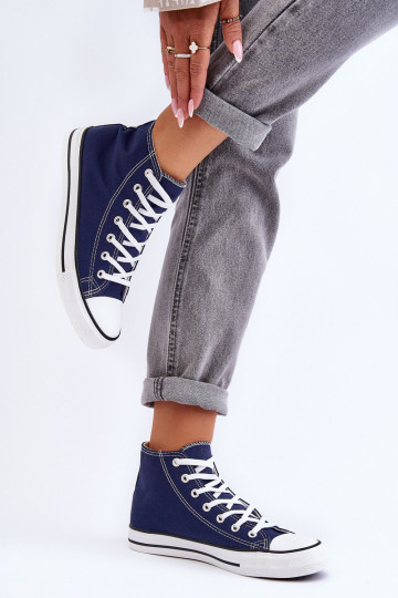 Women's Classic High Top Sneakers Navy Remos 2