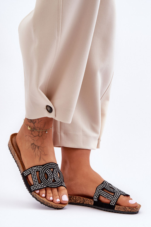 Women's Embellished Slippers Black Evelins Women's Embellished Slippers Black Evelins