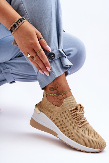 Material Slip-On Sports Shoes On Platform Beige Visconti 2