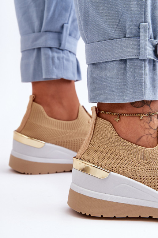 Material Slip-On Sports Shoes On Platform Beige Visconti