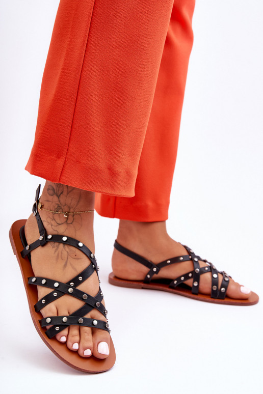 Women's Sandals With Ornaments Black Alemona Women's Sandals With Ornaments Black Alemona