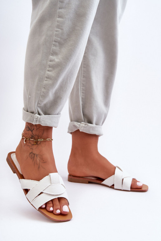 Women's Material Slippers White Aversa Women's Material Slippers White Aversa