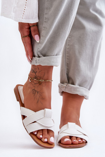 Women's Material Slippers White Aversa 2