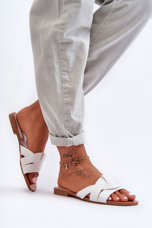 Women's Material Slippers White Aversa Women's Material Slippers White Aversa