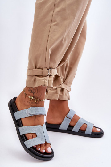 Leather Classic Women's Slippers With Velcro Brown Amedon 2