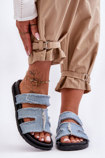 Women's Material Slippers Zip with Blue Lamirose 2